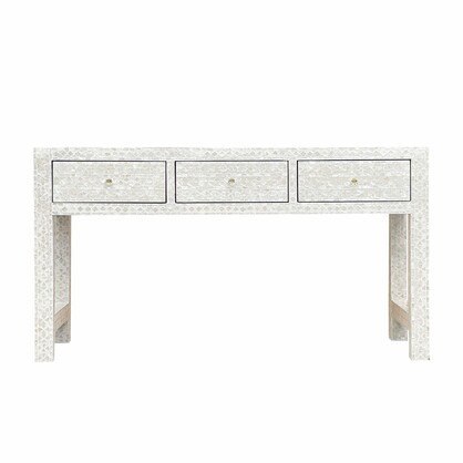 MOTHER OF PEARL OPULENT 3 DRAWER CONSOLE TABLE LIGHT HUE