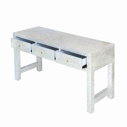 MOTHER OF PEARL OPULENT 3 DRAWER CONSOLE TABLE LIGHT HUE