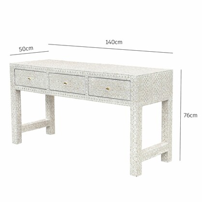 MOTHER OF PEARL OPULENT 3 DRAWER CONSOLE TABLE LIGHT HUE