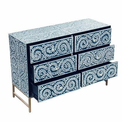 MOTHER OF PEARL ENCHANTING VINE CHEST OF DRAWERS BLUE HUE