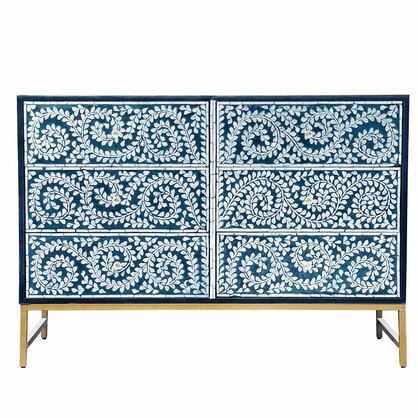 MOTHER OF PEARL ENCHANTING VINE CHEST OF DRAWERS BLUE HUE