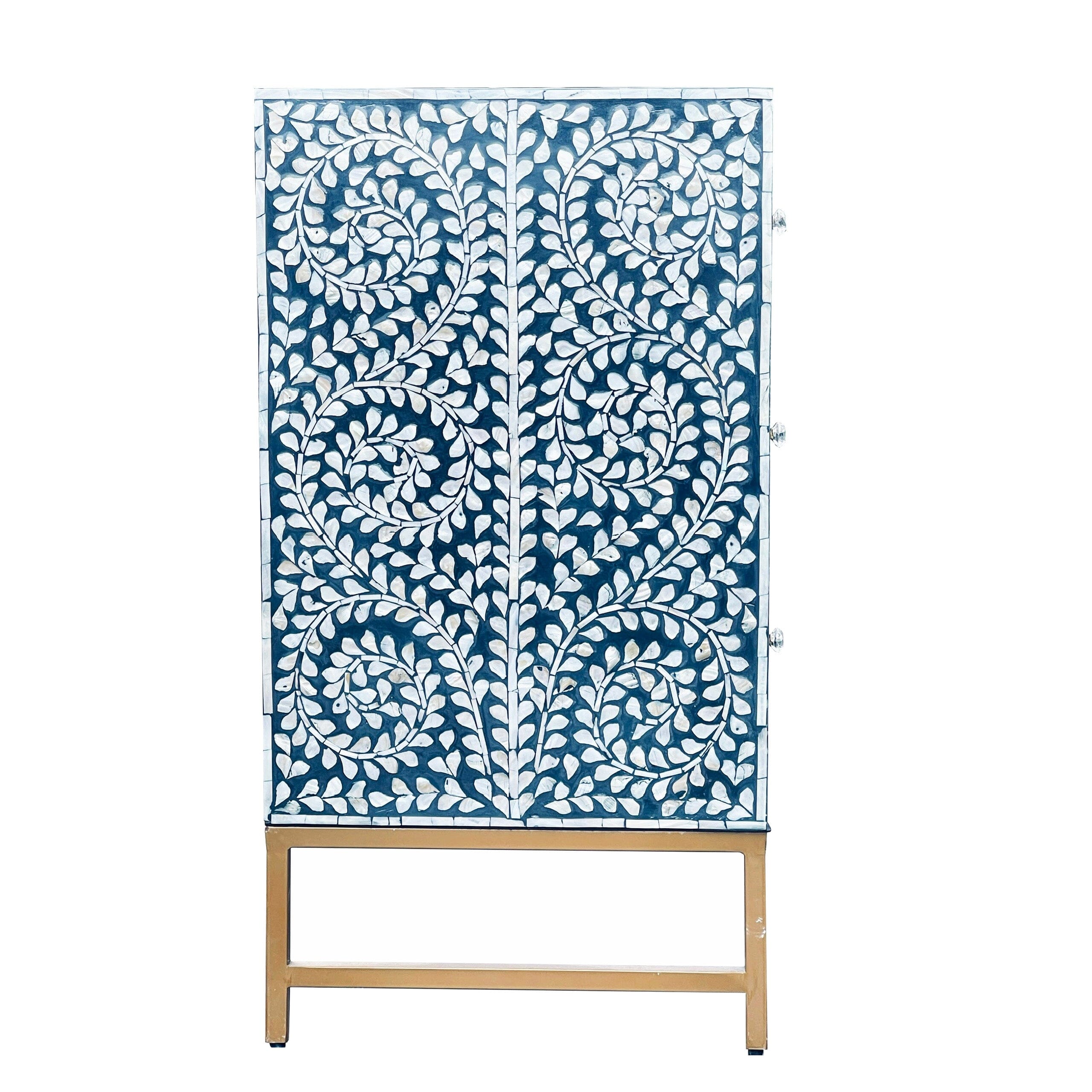 MOTHER OF PEARL ENCHANTING VINE CHEST OF DRAWERS BLUE HUE