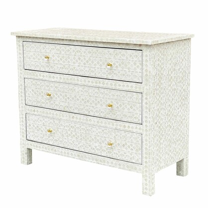MOTHER OF PEARL HAND MADE MONOCHROME CHEST OF DRAWS