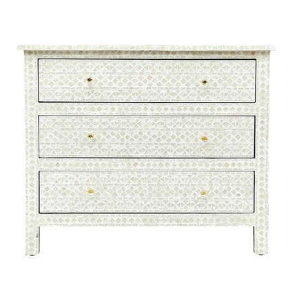 MOTHER OF PEARL HAND MADE MONOCHROME CHEST OF DRAWS