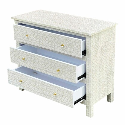 MOTHER OF PEARL HAND MADE MONOCHROME CHEST OF DRAWS