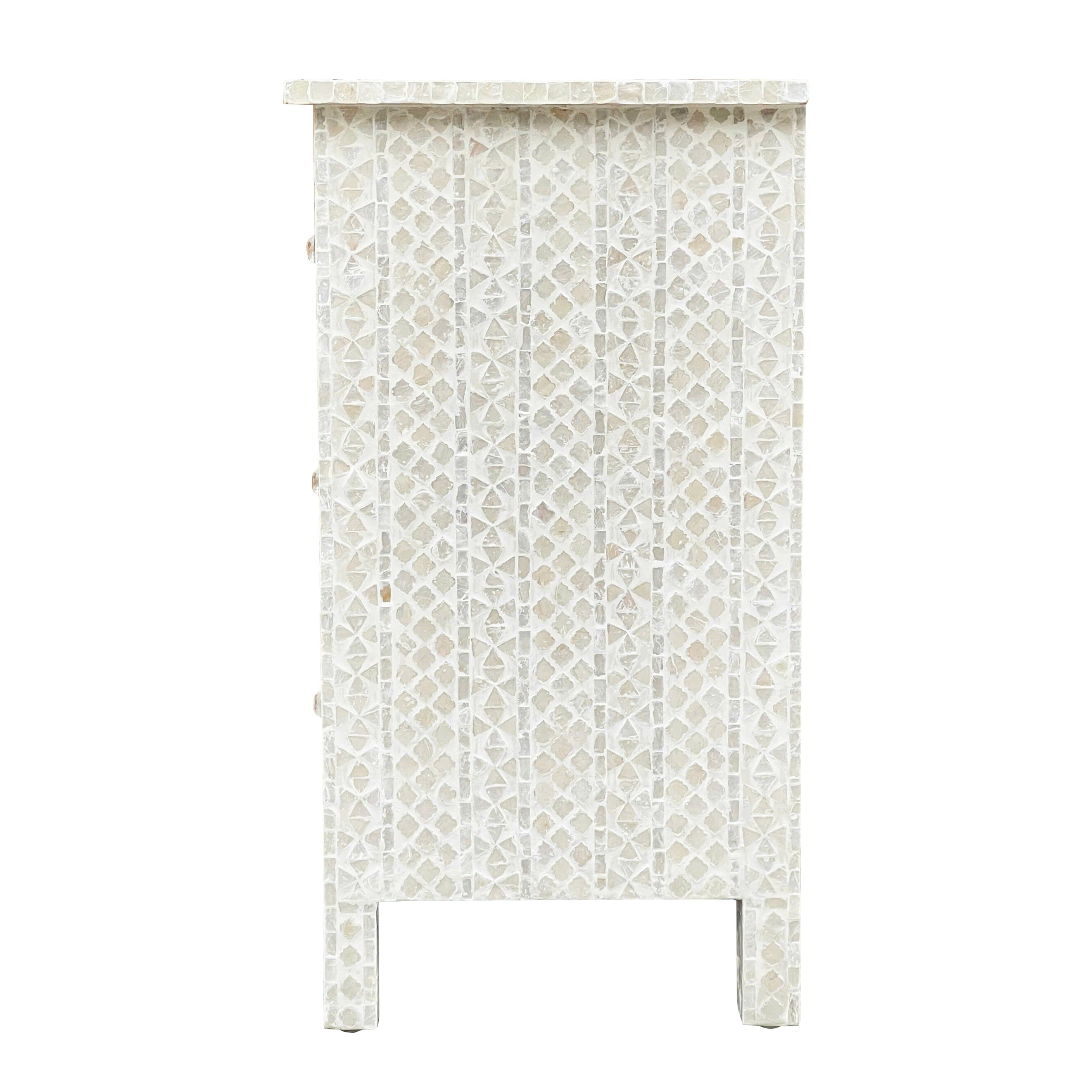 MOTHER OF PEARL HAND MADE MONOCHROME CHEST OF DRAWS