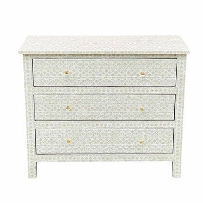 MOTHER OF PEARL HAND MADE MONOCHROME CHEST OF DRAWS
