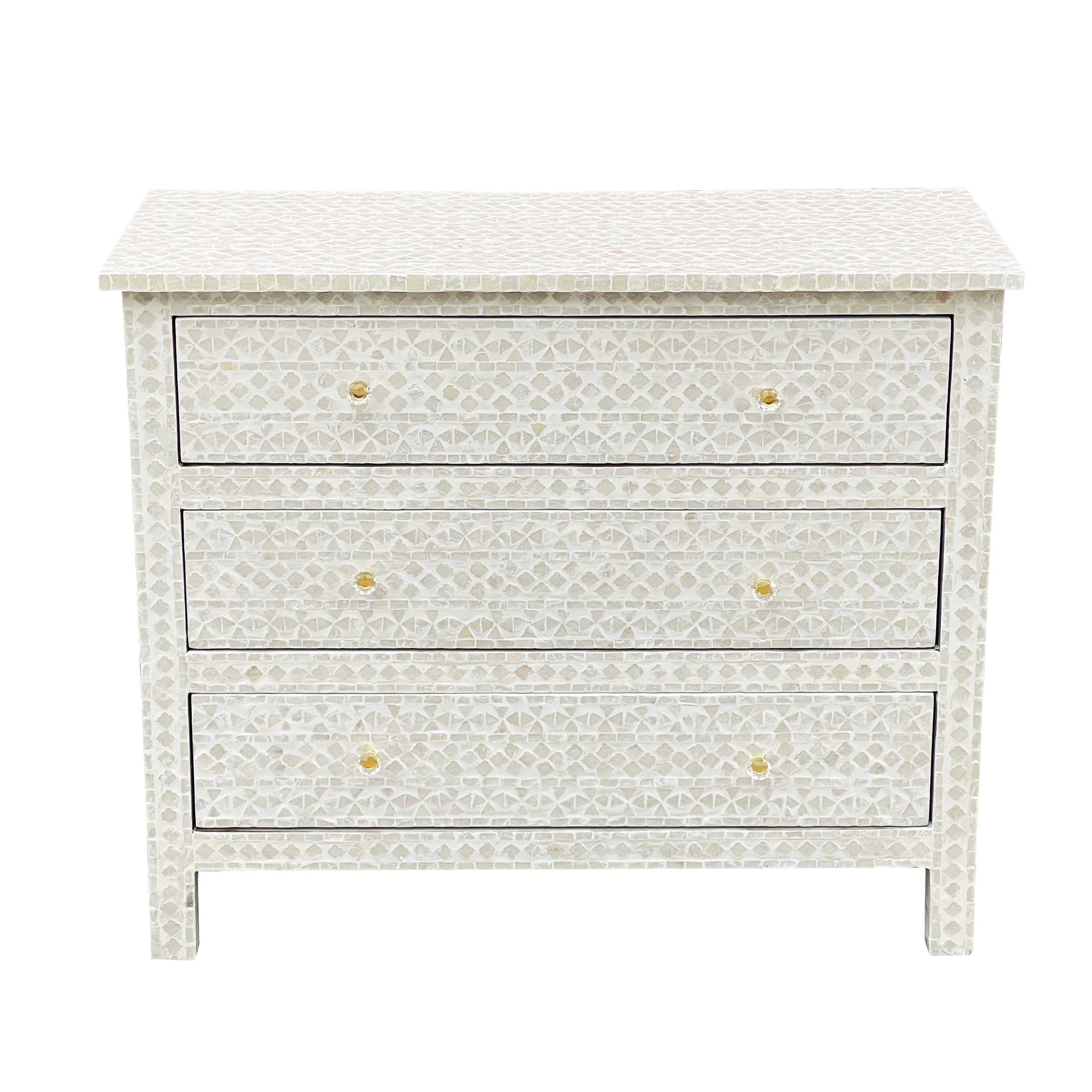 MOTHER OF PEARL HAND MADE MONOCHROME CHEST OF DRAWS