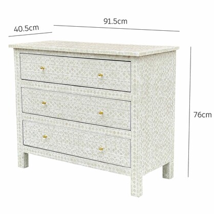MOTHER OF PEARL HAND MADE MONOCHROME CHEST OF DRAWS