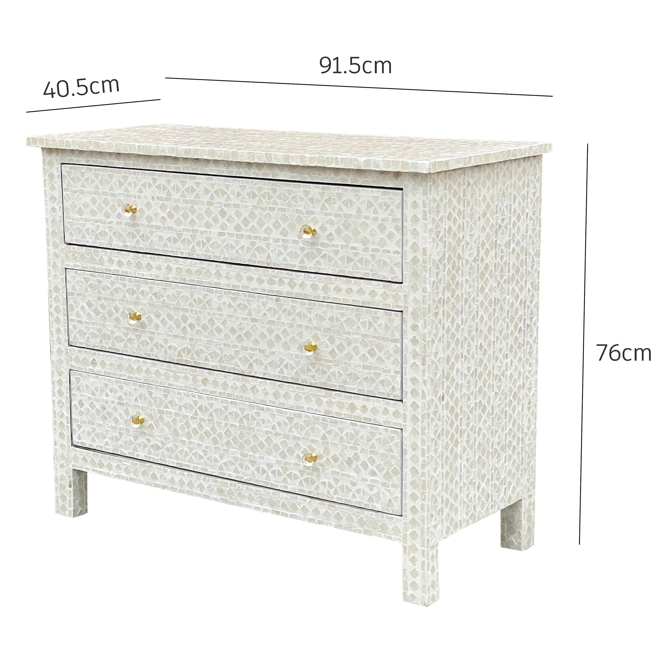 MOTHER OF PEARL HAND MADE MONOCHROME CHEST OF DRAWS