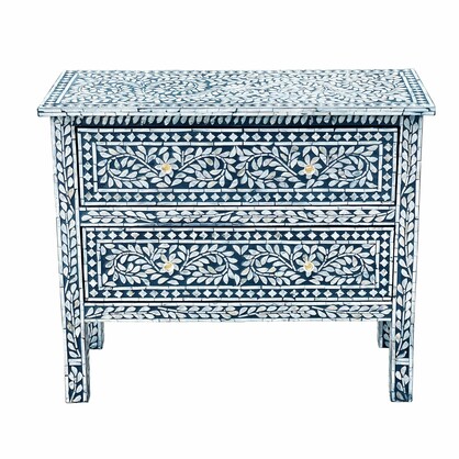 MOTHER OF PEARL HAND MADE SWIRL CHEST DRAWS BLUE HUE