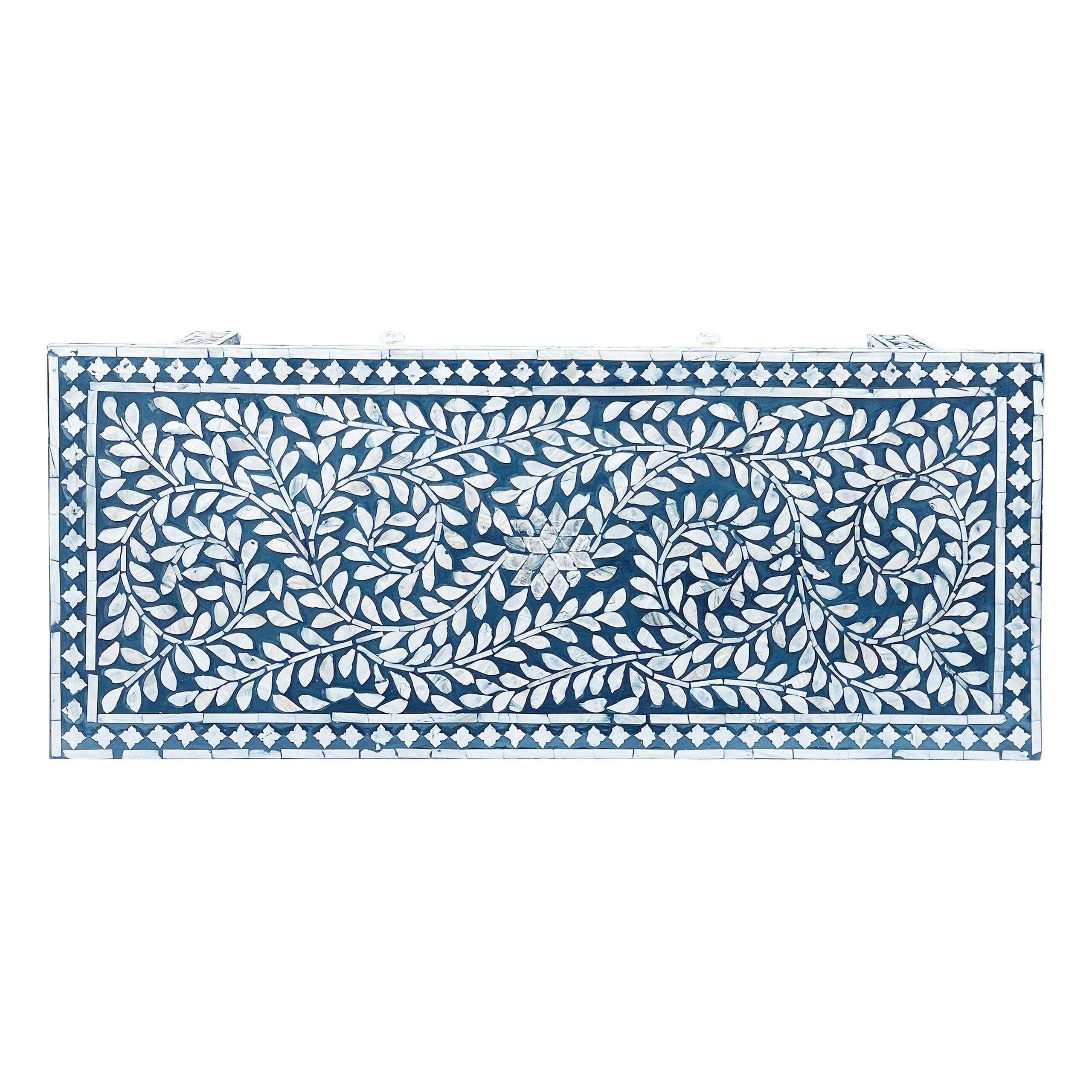 MOTHER OF PEARL HAND MADE SWIRL CHEST DRAWS BLUE HUE