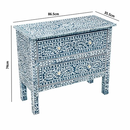 MOTHER OF PEARL HAND MADE SWIRL CHEST DRAWS BLUE HUE