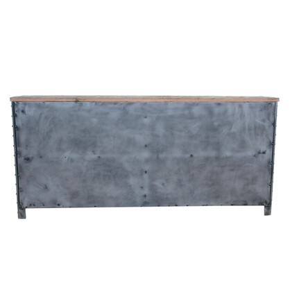 VINTAGE IRON LOCKER SIDEBOARD WITH RECLAIMED RAILWAY SLEEPER WOOD