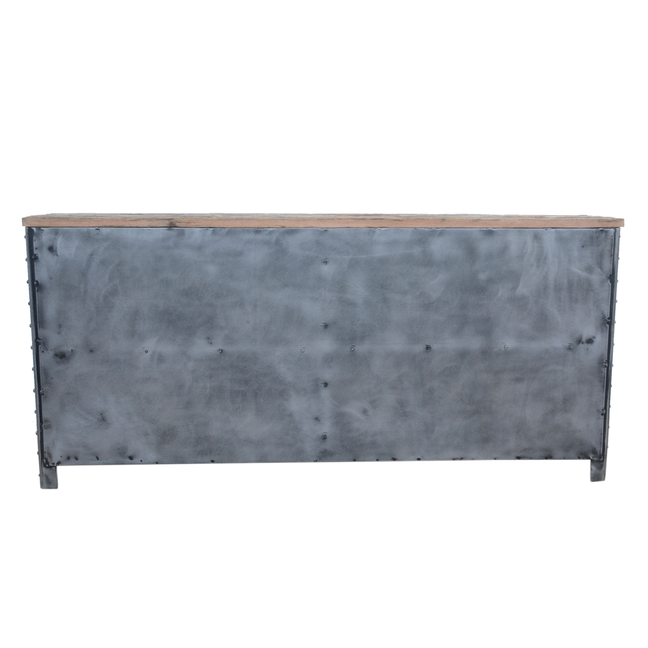 VINTAGE IRON LOCKER SIDEBOARD WITH RECLAIMED RAILWAY SLEEPER WOOD