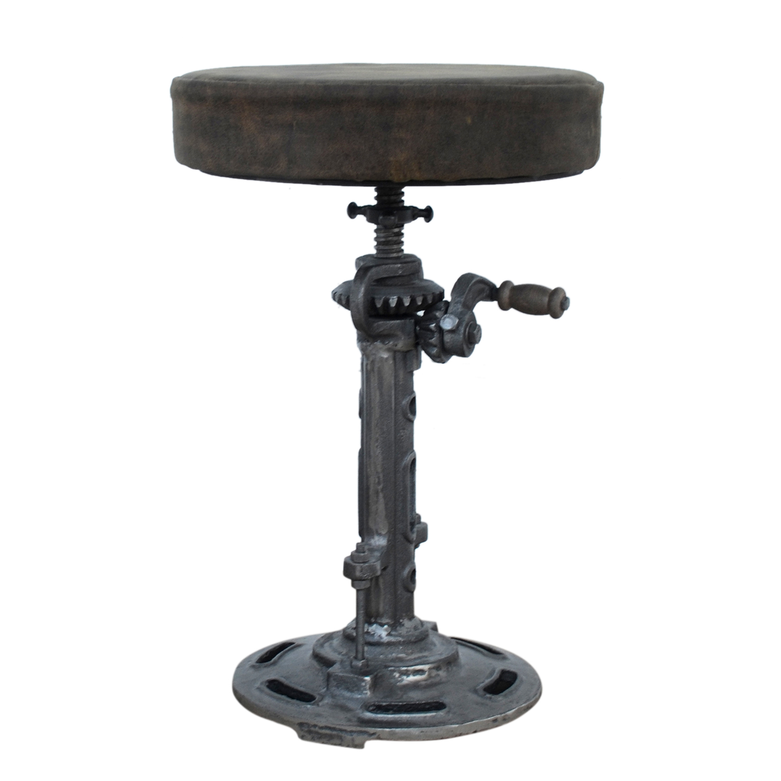 VINTAGE LEATHER WINDUP STOOL