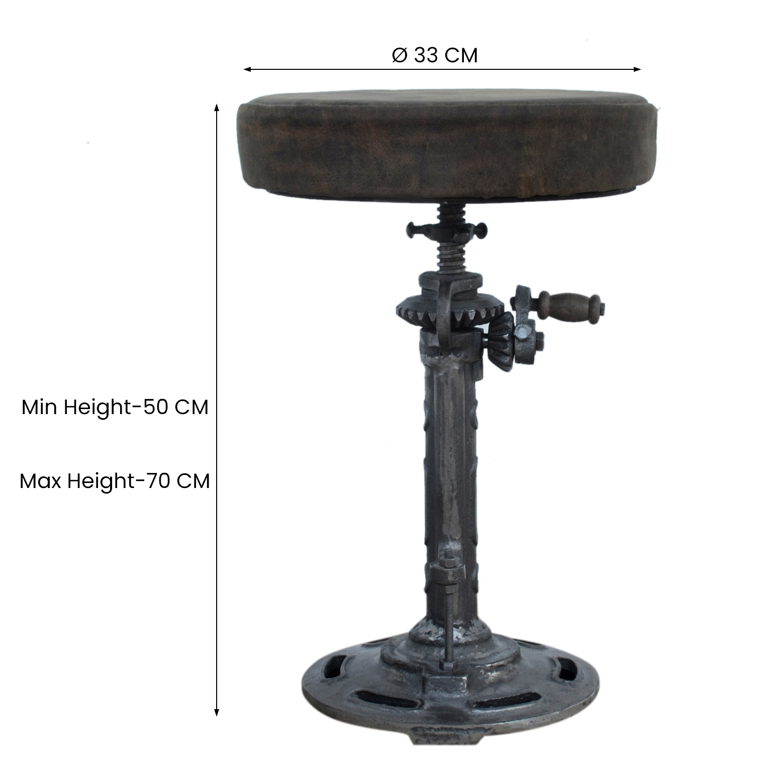 VINTAGE LEATHER WINDUP STOOL