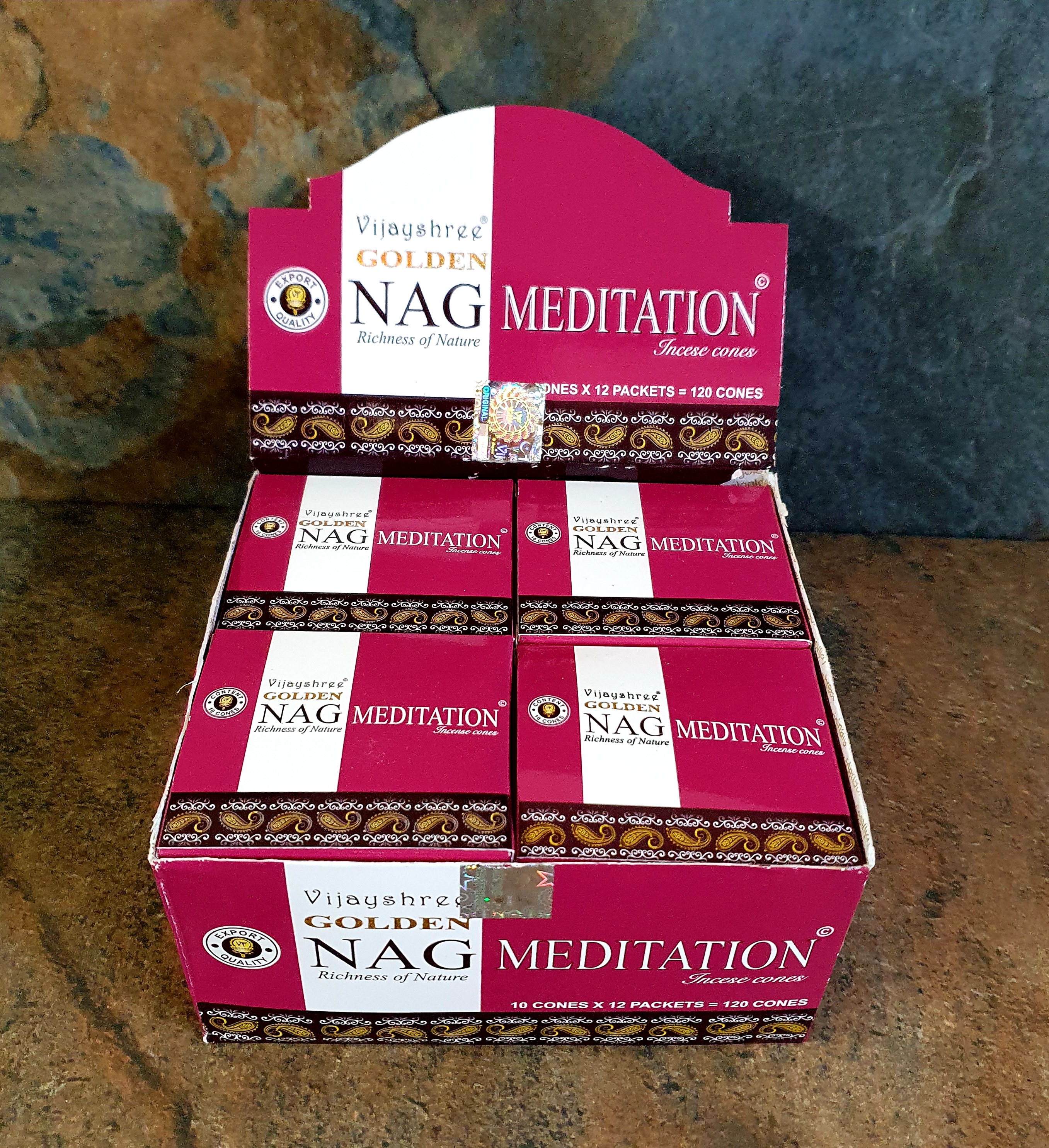 Nag Champa Gold – Meditation Cones – 12pack