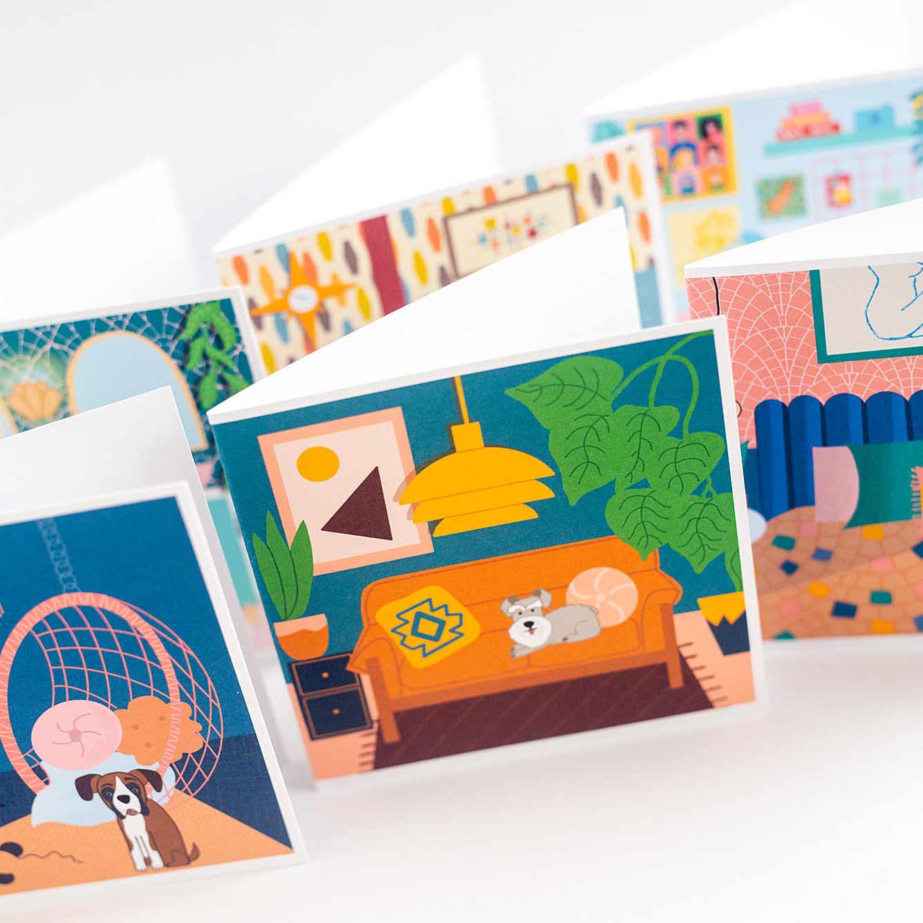 Greeting Card - Schnauzer Dog on Sofa