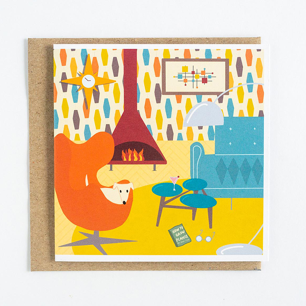 Greeting Card - Mid Century Modern Whippet