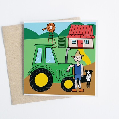 Farmer at Happy Farm - Greeting Card
