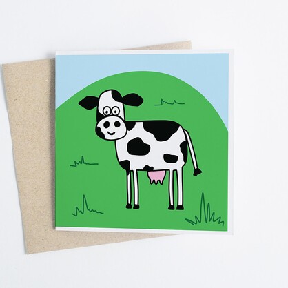 Cow at Happy Farm - Greeting Card