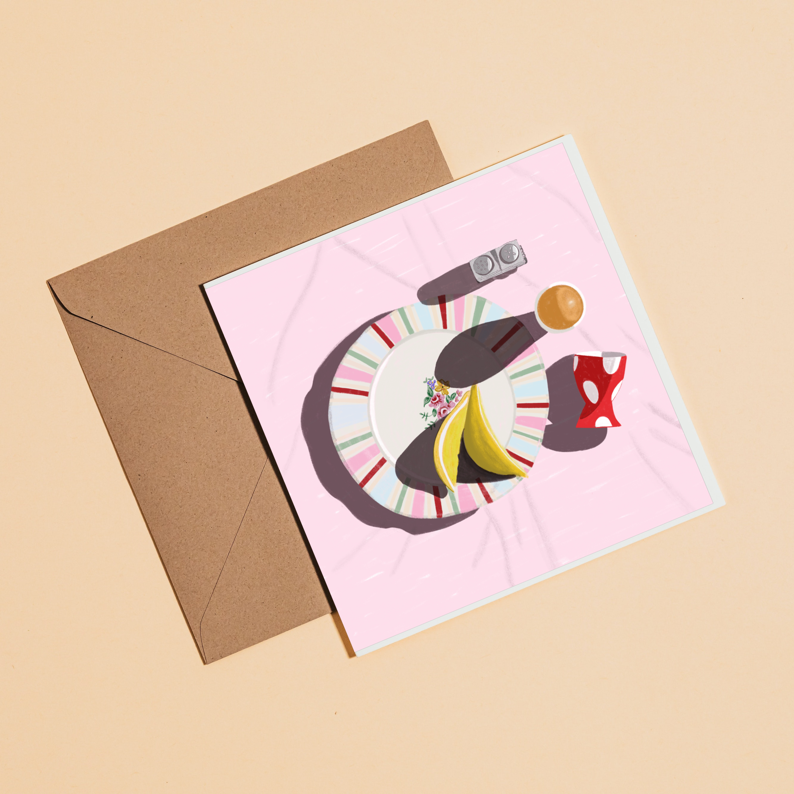 Sunday Brunch - Light Pink - Greeting Card