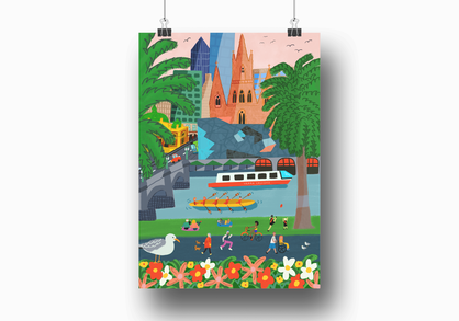 The Banks of the Yarra - A4 & A3 Art Print - Melbourne series