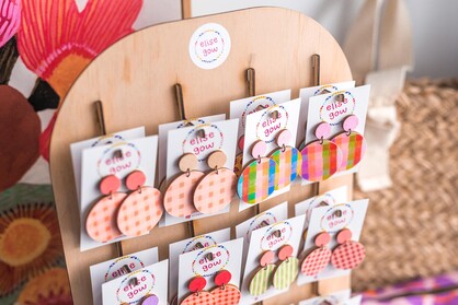 Go Gaga for Gingham - Handmade Earrings - Light Pink & Latte