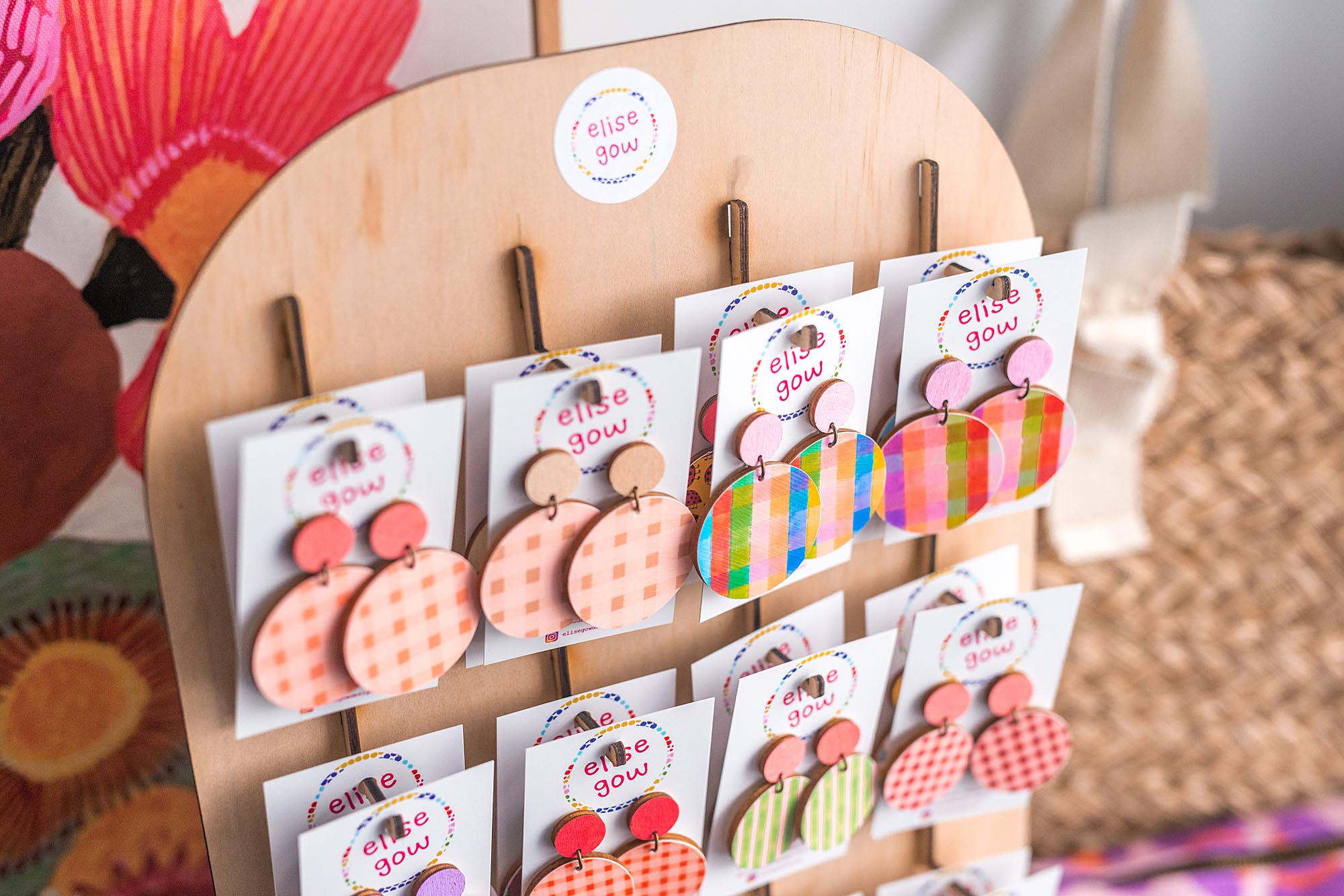 Go Gaga for Gingham - Handmade Earrings - Light Pink & Latte
