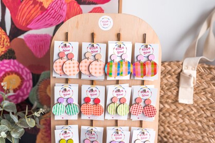Go Gaga for Gingham - Chocolate & Hot Pink  - Handmade Earrings