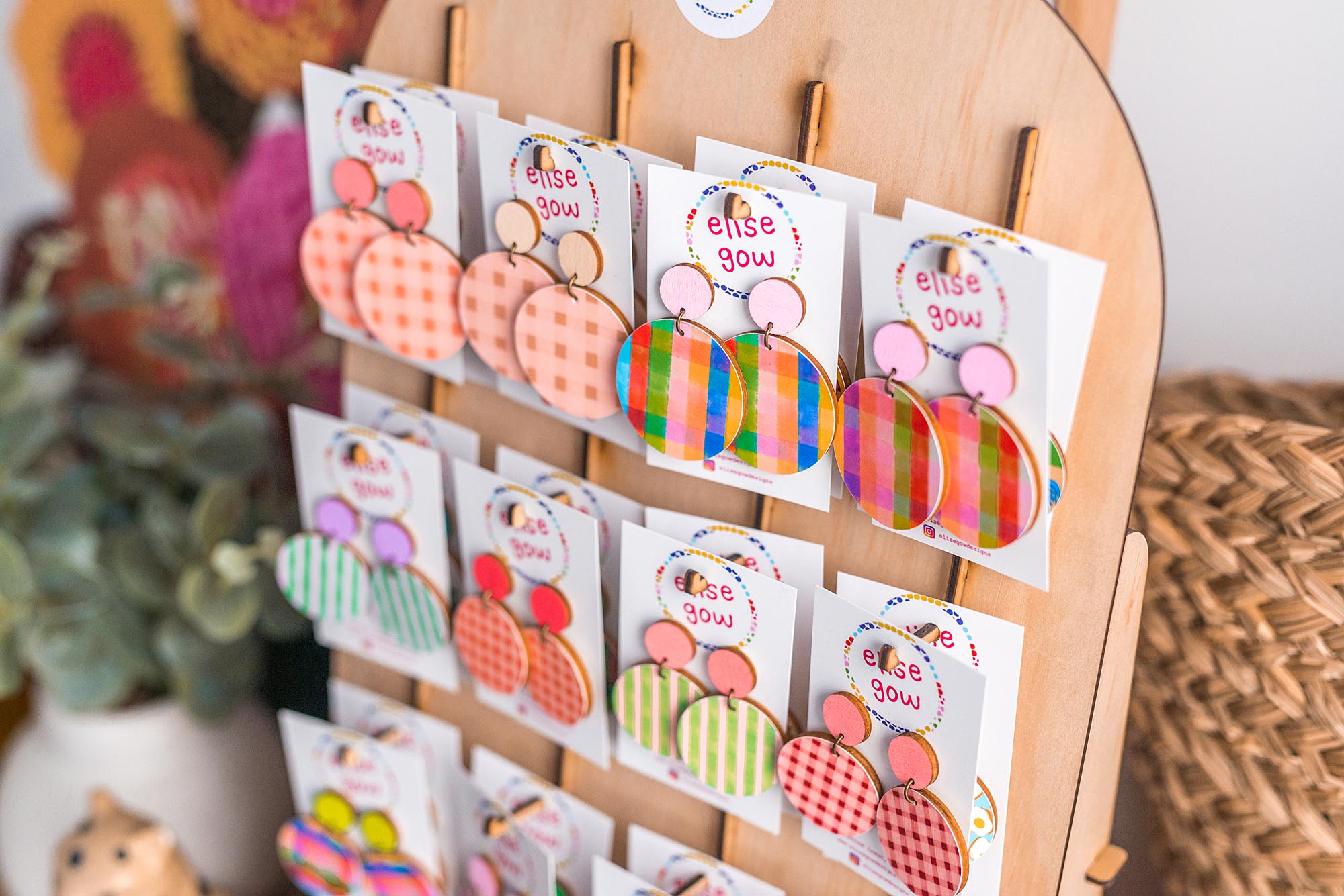 Go Gaga for Gingham - Pink & Cream - Handmade Earrings