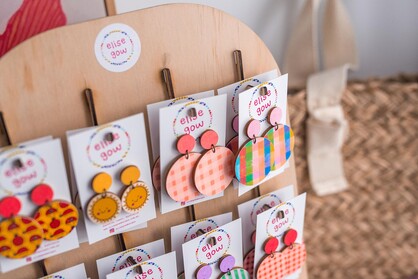 Go Gaga for Gingham - Peach & Light Pink - Handmade Earrings