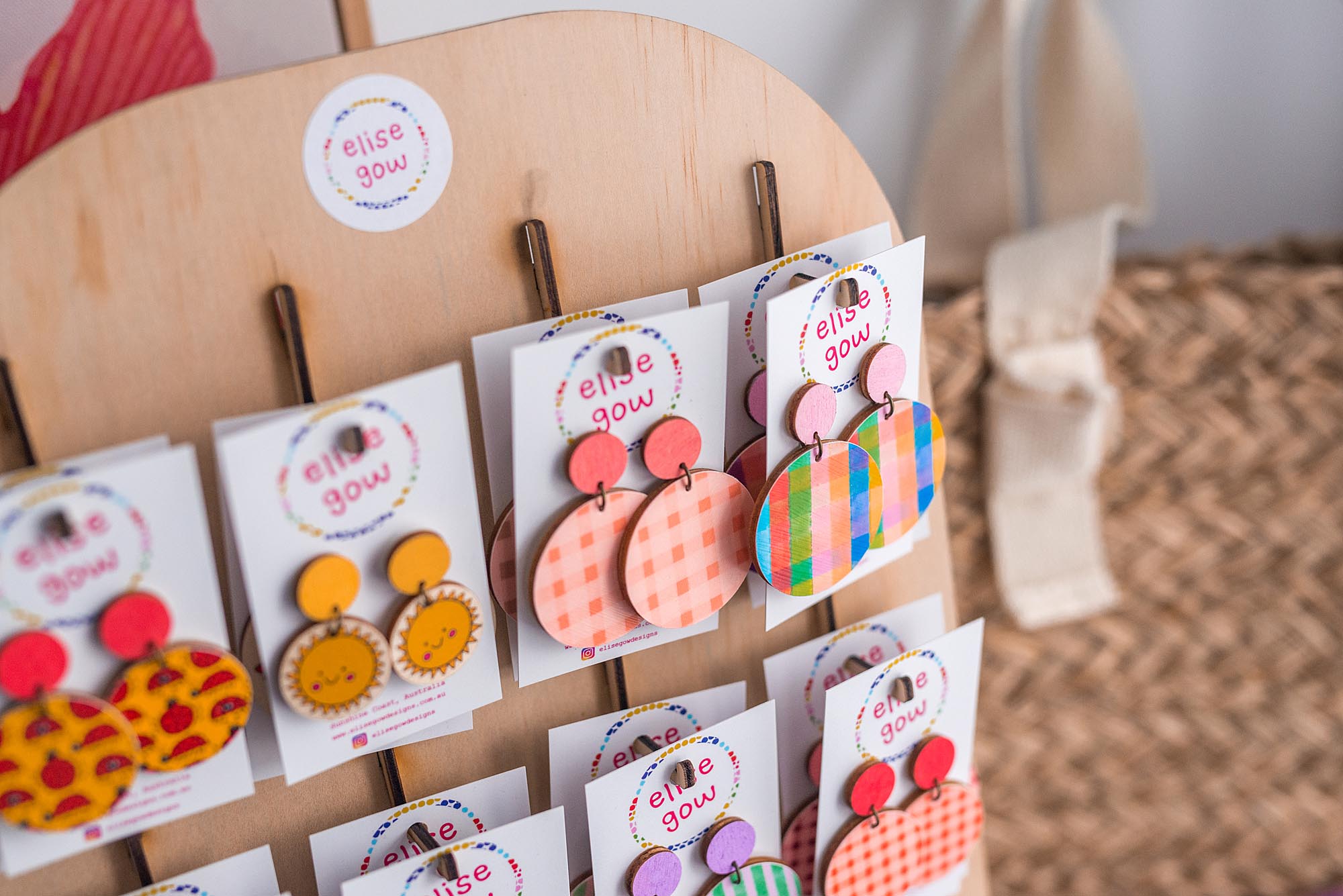 Go Gaga for Gingham - Peach & Light Pink - Handmade Earrings