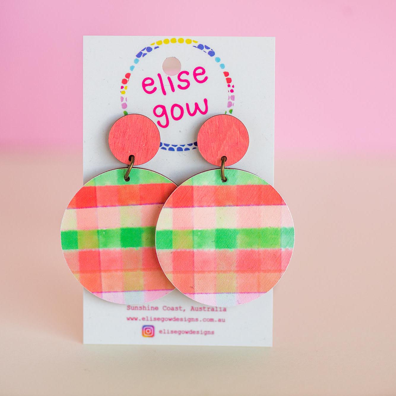 Go Gaga for Gingham - Multi Watermelon - Handmade Earrings