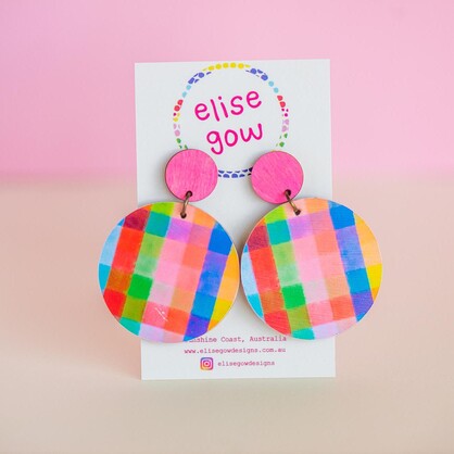 Go Gaga for Gingham - Multi Pink - Handmade Earrings