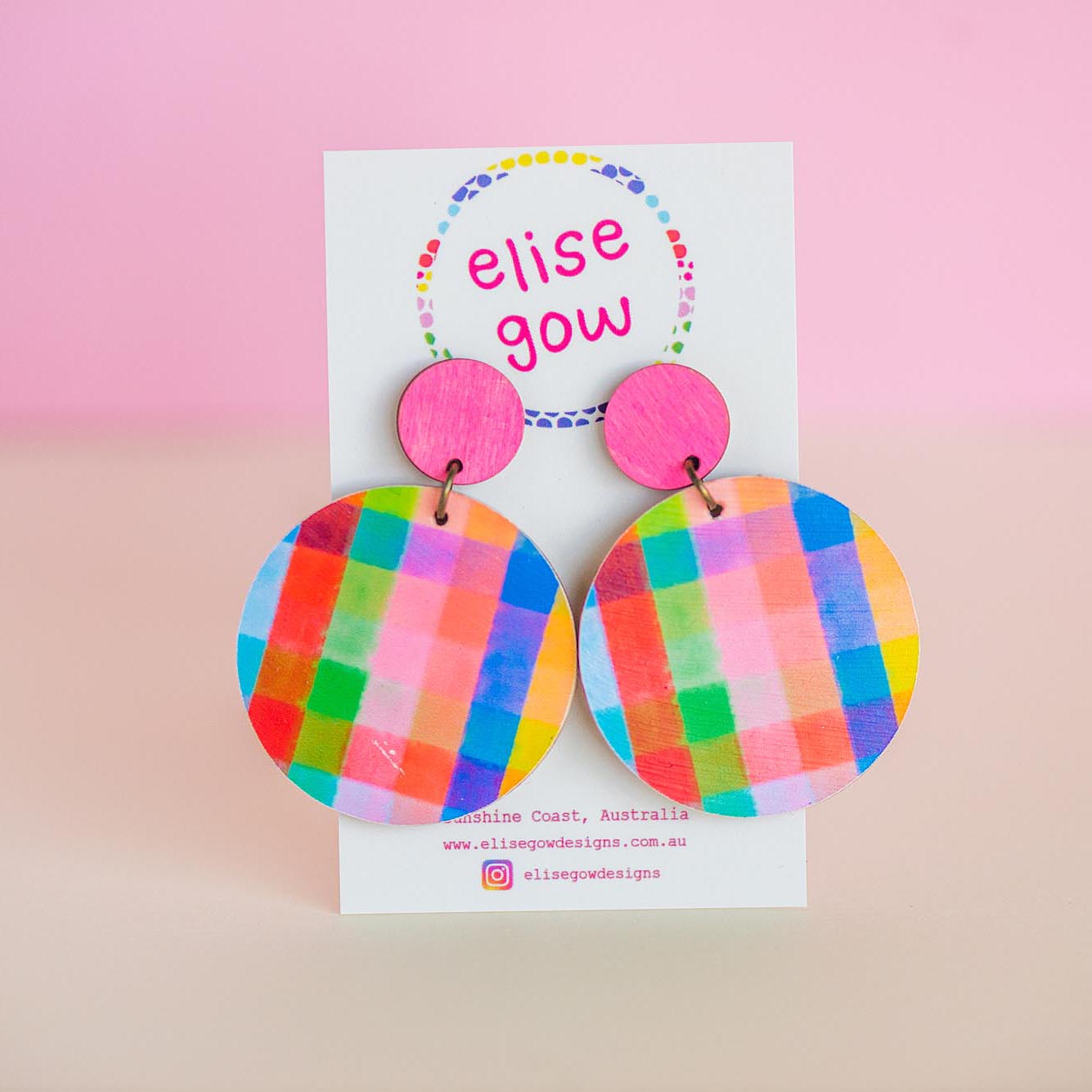 Go Gaga for Gingham - Multi Pink - Handmade Earrings