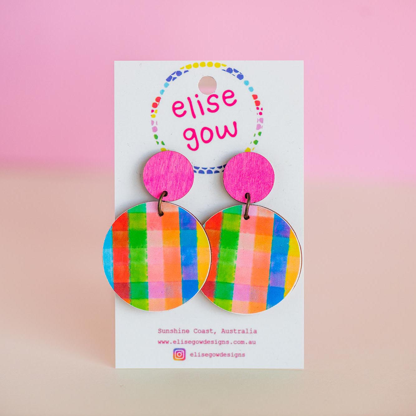 Go Gaga for Gingham - Multi Pink - Handmade Earrings