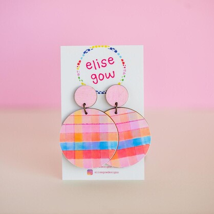 Go Gaga for Gingham - Handmade Earrings - Multi Light Pink
