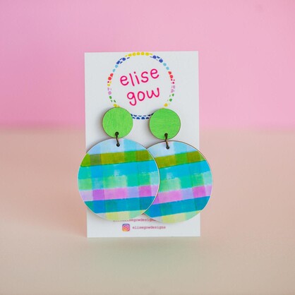 Go Gaga for Gingham - Multi Frozen - Handmade Earrings