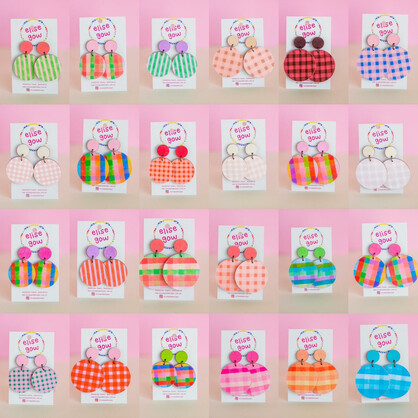 Go Gaga for Gingham - Multi Frozen - Handmade Earrings