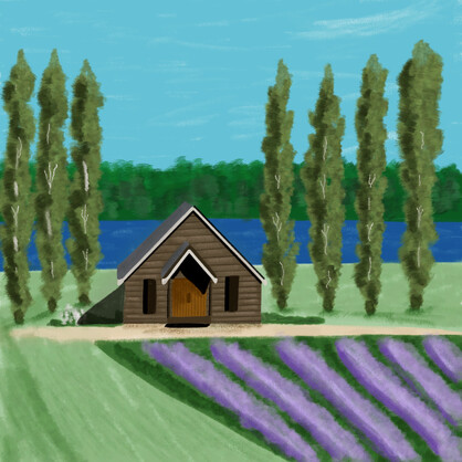 The Barn at Sault - Mini Art Print