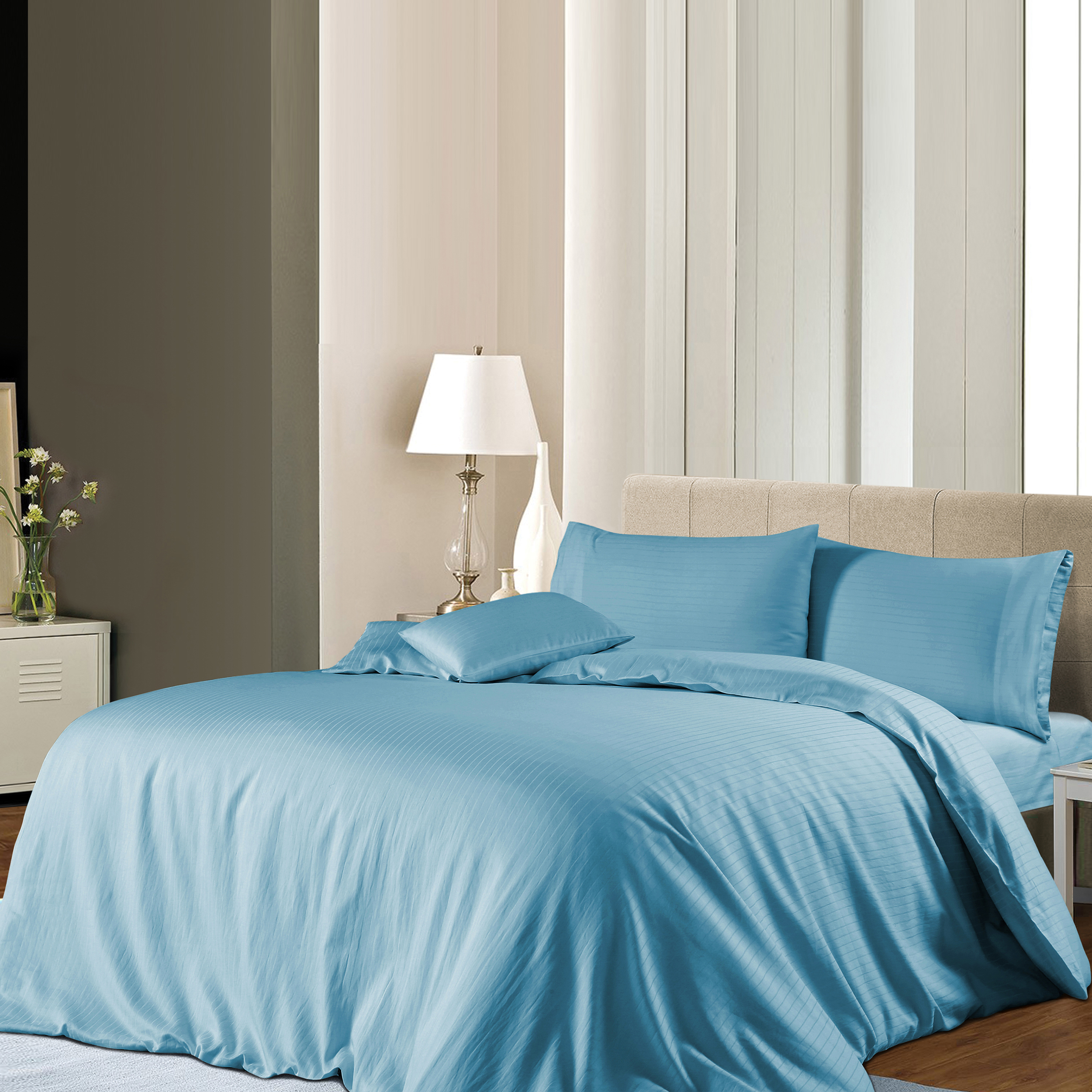 Bedding King 1000TC 3Pcs Cotton Rich Stripe Quilt Cover – Allure