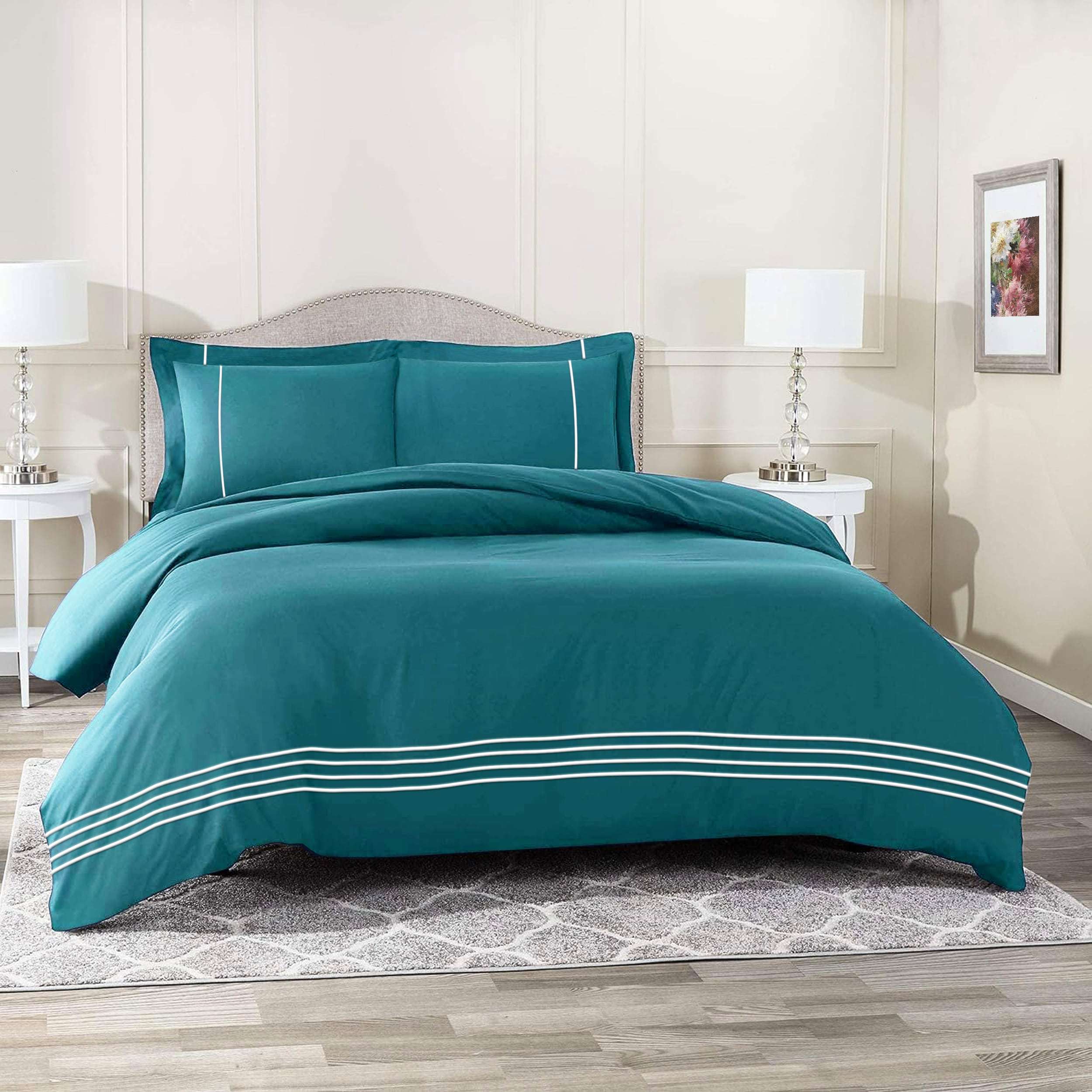 Bedding King 1200TC Pure Cotton 6pcs Embroidery Quilt Cover Set – Teal