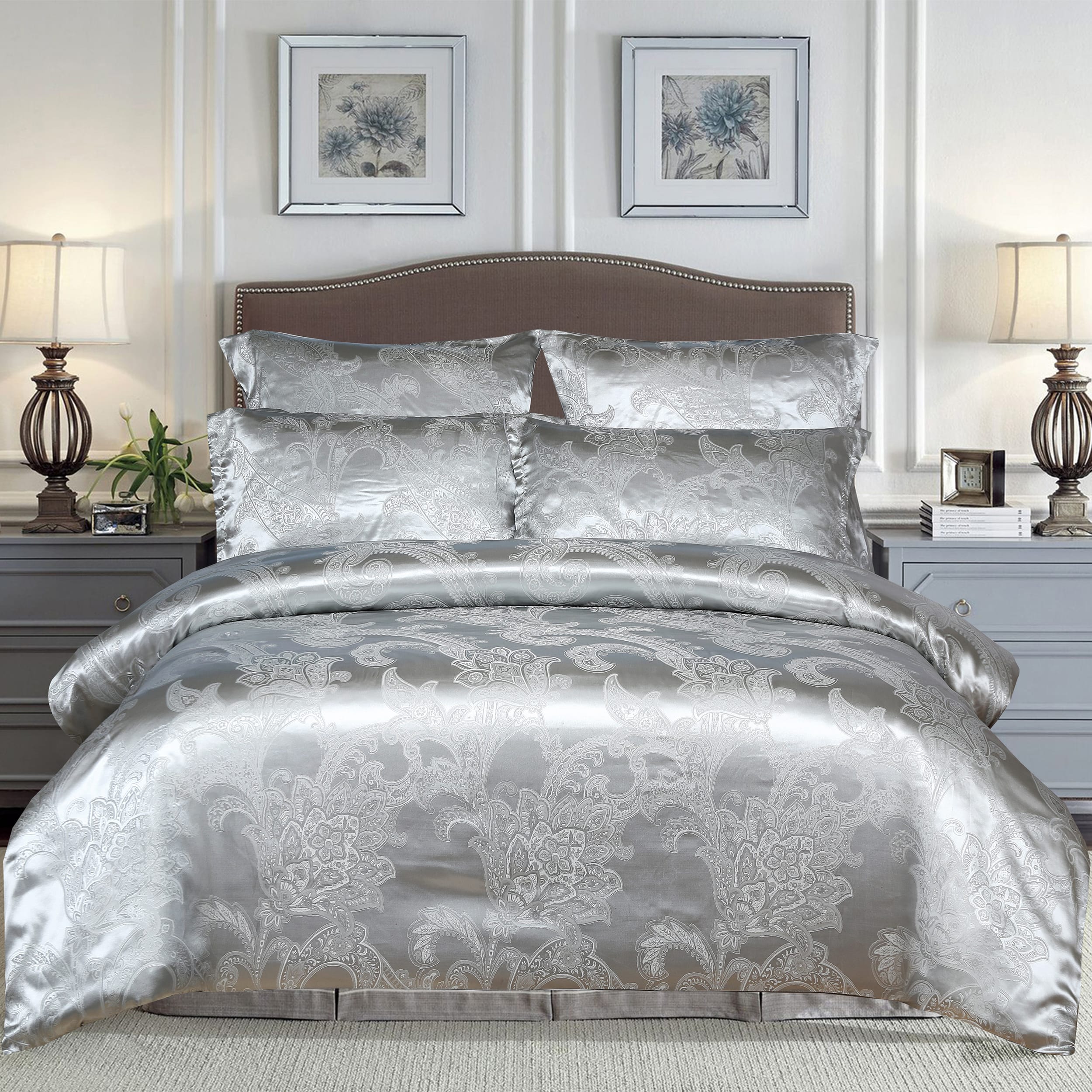 Bedding King 500TC Jacquard 3 Pcs Comforter Set Design – Damask Silver
