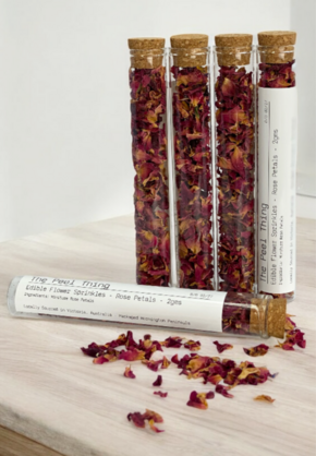Gift Size - Test Tubes - Edible Flower Sprinkles - Rose Petals - 2mg