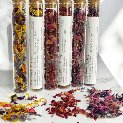 Gift Size - Test Tubes - Edible Flower Sprinkles - Rose Petals - 2mg