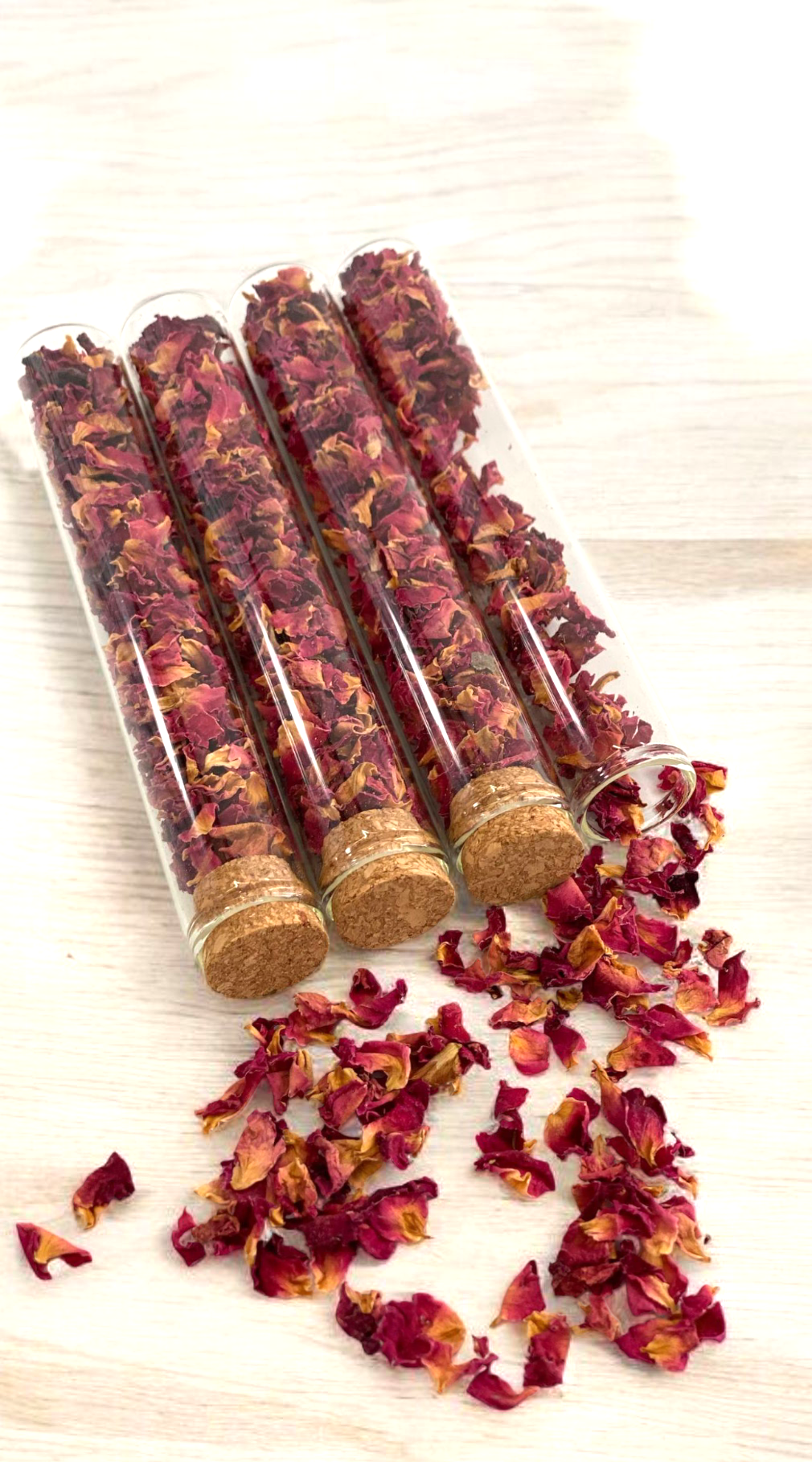 Gift Size - Test Tubes - Edible Flower Sprinkles - Rose Petals - 2mg