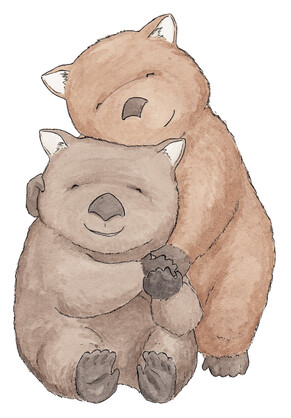 Hugging Wombats ~ Vinyl Sticker