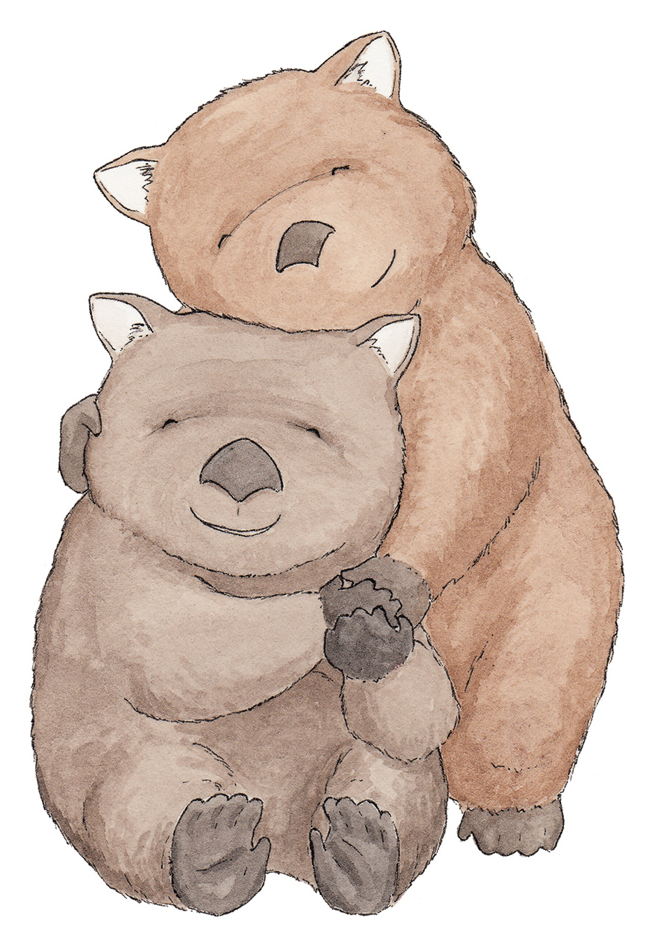 Hugging Wombats ~ Vinyl Sticker